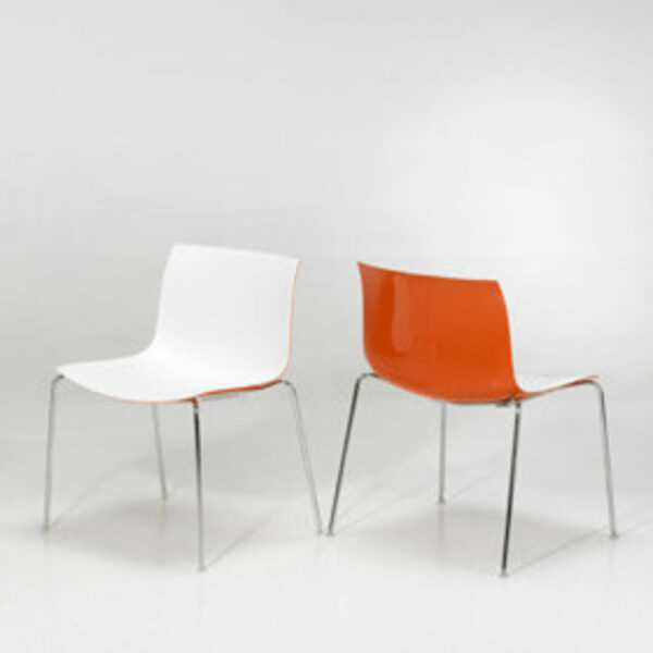 Stoel CATIFA53 wit/oranje